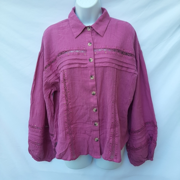 FREE PEOPLE Summer Stars Button Front Shirt NWOT - Picture 3 of 8